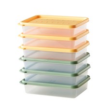 EASY&FREE 粉彩保鮮盒 1L 綠色 3入+粉彩保鮮盒 1L 黃色 3入, 1套, 6個