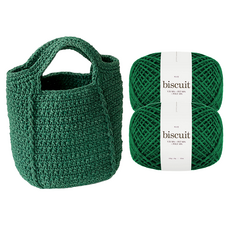 WoolClub 編織籃子包 DIY 套組 Nemoni Biscuit 線材 2入 + 影片織圖組合, 1套, 綠色