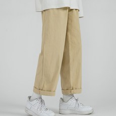 Goodif 男性復古迷你補丁寬版反摺褲