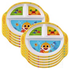 아이조움 아기상어 멜라민 3구 간식접시, 혼합색상, 단품, 1개