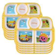 아이조움 핑크퐁 멜라민 손잡이 5구 사각 식판 10p, 혼합색상