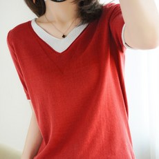 알로데 여성용 뉴레이어드 브이넥 반팔 티셔츠