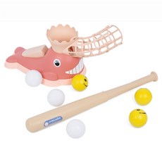 韓國 iWANNA 兒童Jim & Kids鯨魚彈跳棒球打擊遊戲組, 粉紅色