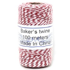 烘焙用雙色棉繩 紅色 100m, 1個
