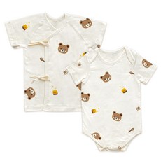 ikii 孩童印花短袖肚衣+連身衣