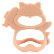 inb 動物造型固齒器+便攜式收納盒, 無奶嘴(3個月以上), 1組, 粉色貓咪款