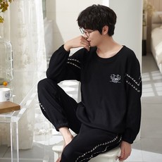 쁘띠쁘띠 남성용 레오베어 하트 라인 배색 긴팔 잠옷 상하의 세트 264118