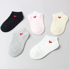 兒童簡約愛心踝襪5雙組