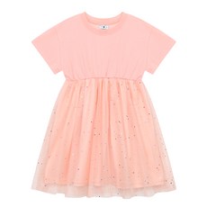 Little rabbit 女童短袖抓褶亮片連身裙