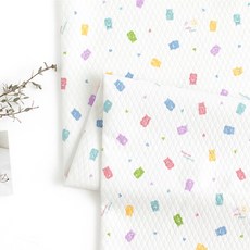 Lily Fabric 寬幅防滑有機小熊軟糖絎縫布料, 米白色, 1個