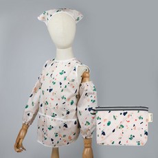 BEBE CHOUETTE 防水無袖圍裙 + 頭巾 + 袖套 + 收納袋套組