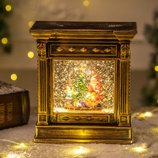 라보비아 엔틱 크리스마스 인테리어 사각 자동 글리터 조명 스노우볼 골드, 타입 2