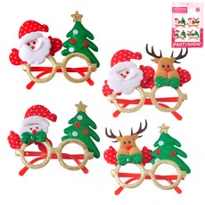 PARTYSHOW 聖誕角色眼鏡 聖誕樹聖誕老人 4款組合, 1套, 混合顏色