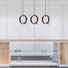 WONHA 室內裝潢吊燈 3頭 Incury 餐桌燈 17824-3, 黑色