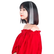 GABAL WITH 直髮亮點髮片 5入 + 閃亮接髮套組, 白色(亮點髮片), 隨機出貨(接髮), 1個