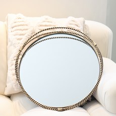 Maison RK 大型鏡面托盤 圓形鏡子 S05002509000500, 復古金