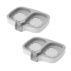 小麥購物 雙層瀝水肥皂盒 G878 160g, 灰撞白, 2個