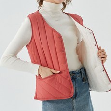 마켓에이 여성용 기모 똑딱이 조끼 패딩 O24FW3-A1303