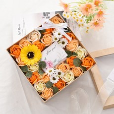 윰스 썬플라워 비누꽃 용돈박스, 오렌지, 1개