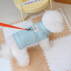 코코스튜디오 반려동물 코코 하네스 브랫컬러 양털 청조끼, 1개, 스카이