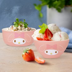 스케이터 캐릭터 도자기제 식기 2종 세트 CHBWRB2, 마이멜로디, 밥그릇 + 보울, 1세트