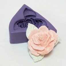 漂亮葉片玫瑰單孔手工矽膠模具, 單一顏色