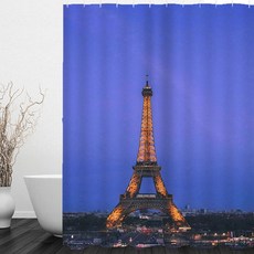 燈光艾菲爾鐵塔實景浴簾 A_RD_677, 1個