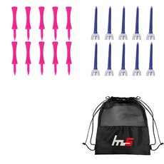 NAYA STYLE PE Golf Standard Tee GFYP-169-5 10p + PE Golf Standard Tee 173-1PU 10p + Pouch Set, 粉色 (GFYP-169-5)、藍色 (173-1PU)