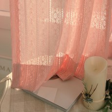 AND COTTON 蕾絲窗簾, 粉色的