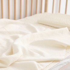 MISO NATURE 嬰幼兒條紋莫代爾毯, 象牙白