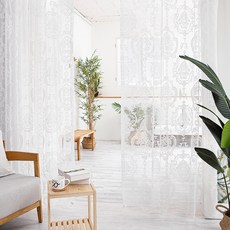 Casa L 冬季素面褶皺內襯窗簾, 白色