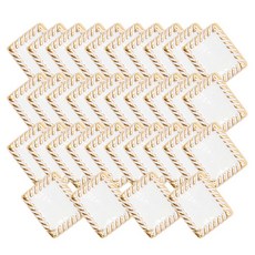 注塑 珍珠 寶石 開襟衫 針織 鈕扣 梳紋長方形 11.5mm, 白金色, 34個