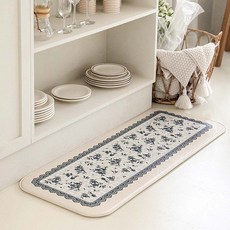 Leoum 優雅花卉PVC廚房緩衝地墊, 1個, 海軍藍