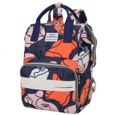 JH Company 大容量印花後背包, 藍色