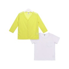 URAVI 孩童V領7分袖開衫外套+素色短袖T恤