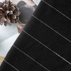 Cheonpam 寬幅20支紗染棉 Bella 黑色條紋布料, 1個, 黑色 1471