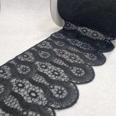 TK Style網紗刺繡蕾絲 #7161 270cm, 黑色的, 1個