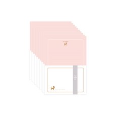TOCTOC 動物剪影燙金信紙 4p + 信封 2p 組, 10套, 貴賓狗(信紙), 象牙白(信封)