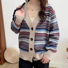 女款條紋針織開襟衫