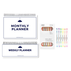 TUCO.B 計畫本2種 + 透視螢光筆6色組, 白色(計畫本), 1套