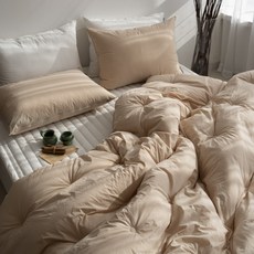 atonalo 쉼표 純棉60支生物水洗寬幅縫製棉被, 米色