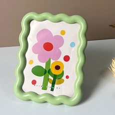 德普羅商務 感性波浪邊框桌上型照片明信片室內裝飾相框, 1個, 綠色