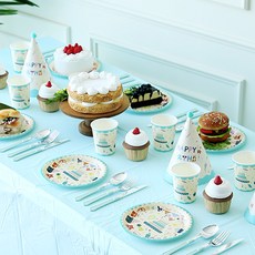 PARTYHAE 生日派對餐桌佈置套餐 10人份 圖標款, 1套, 混合色