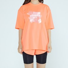 soleil 女款寬鬆版清爽夏季短袖T恤 + 側開衩內搭褲一體式海灘褲防曬衣套裝