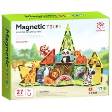 KIDS HOME Magnetic Tiles 野生動物主題磁力片 27片, 混和顏色, 1套