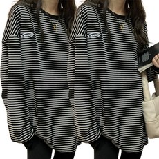 PEONIST 簡約時尚條紋長袖T恤 2件組