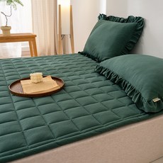 BAZAAR Caroly 超細纖維固定鬆緊帶床墊, 深綠色