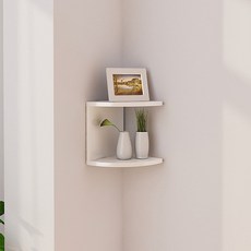 JLIFE Angle之字形角落型壁掛式收納架 2層, 白色, 1入, 2格