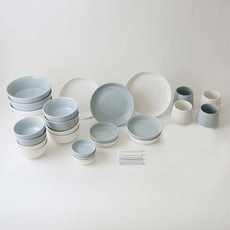 ERATO 單色4人家庭餐具組 31p, 白色 + 藍色, 10種