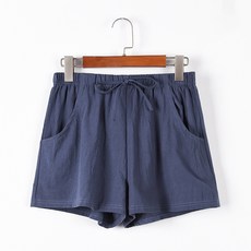 구디프 여성용 면 마 와이드 컬러 반바지